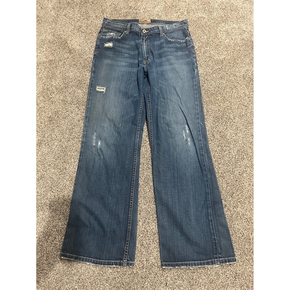 BKE Tyler Mens Relaxed Wide Leg Distressed Jeans Medium Wash 34x32 Regular